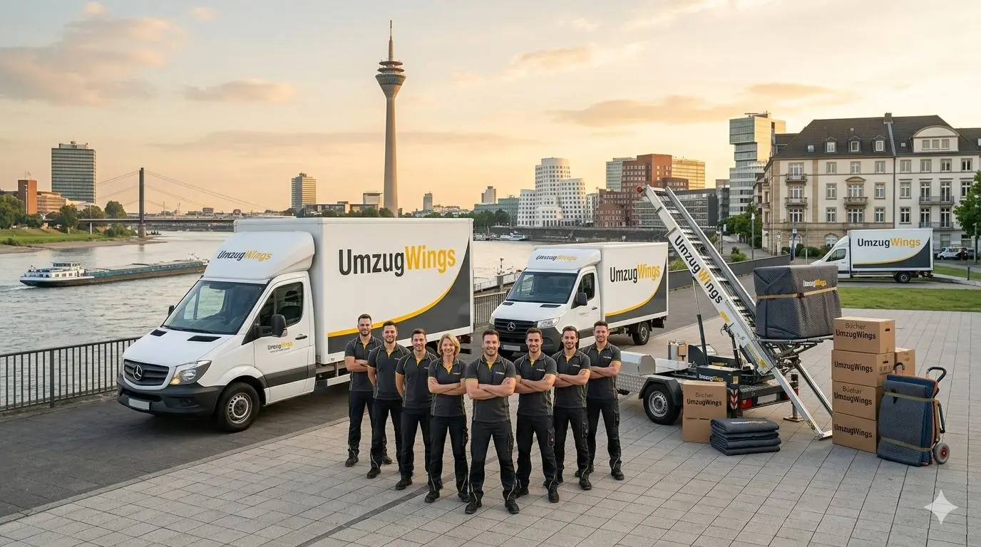 UmzugWings Team vor der Düsseldorfer Skyline