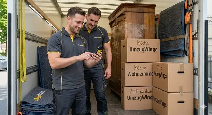 Verpackungsservice – beschriftete, geschützte Umzugskartons